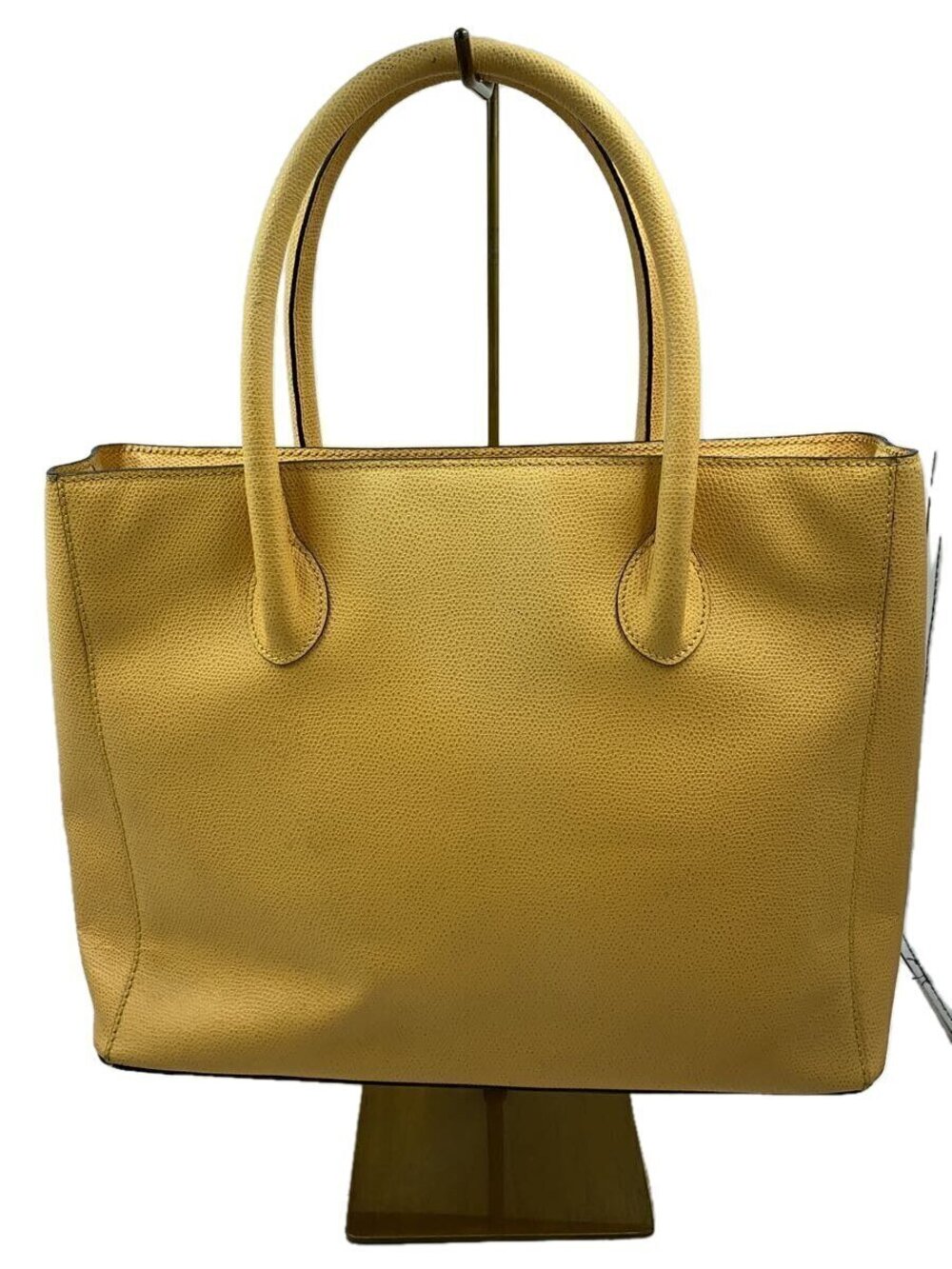 Celine pebbled leather shoulder bag goldtone buckle Yellow